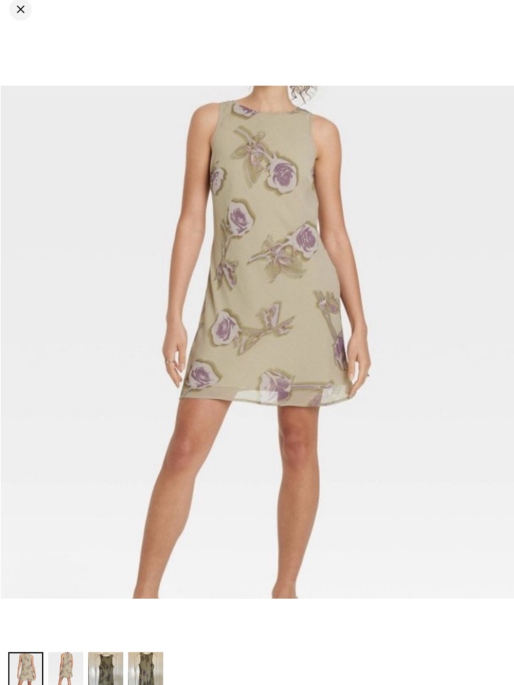 wild fable - NWOT - Olive Mini Dress with Lavender Floral Print